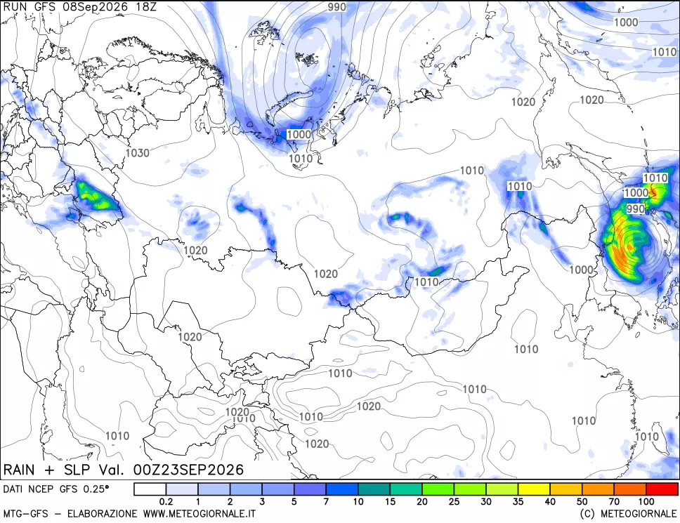 mappa Precipitazioni e pressione SLM