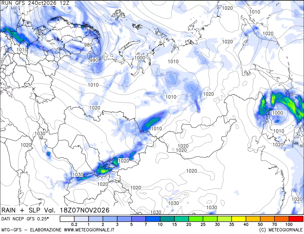 mappa Precipitazioni e pressione SLM