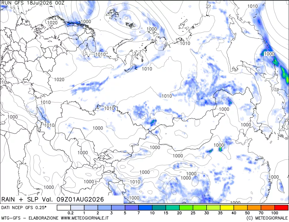 mappa Precipitazioni e pressione SLM