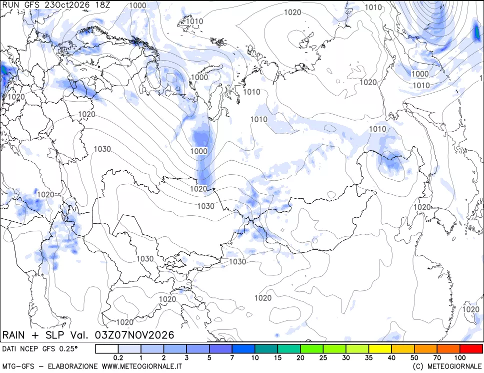 mappa Precipitazioni e pressione SLM