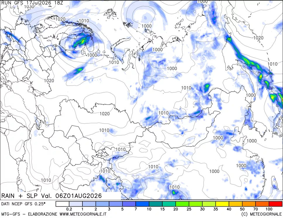mappa Precipitazioni e pressione SLM