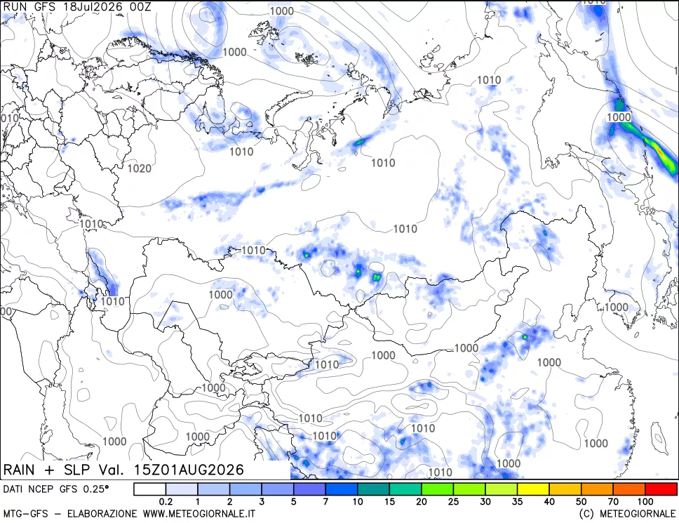 mappa Precipitazioni e pressione SLM