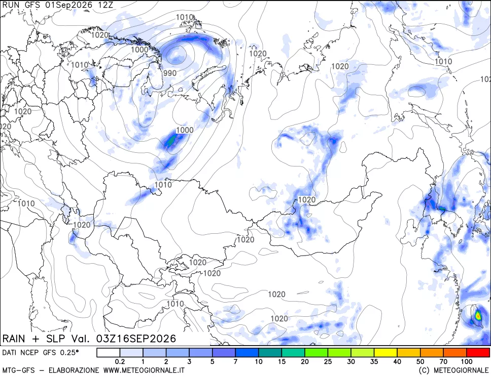 mappa Precipitazioni e pressione SLM