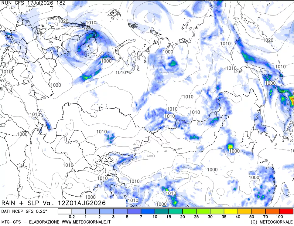 mappa Precipitazioni e pressione SLM