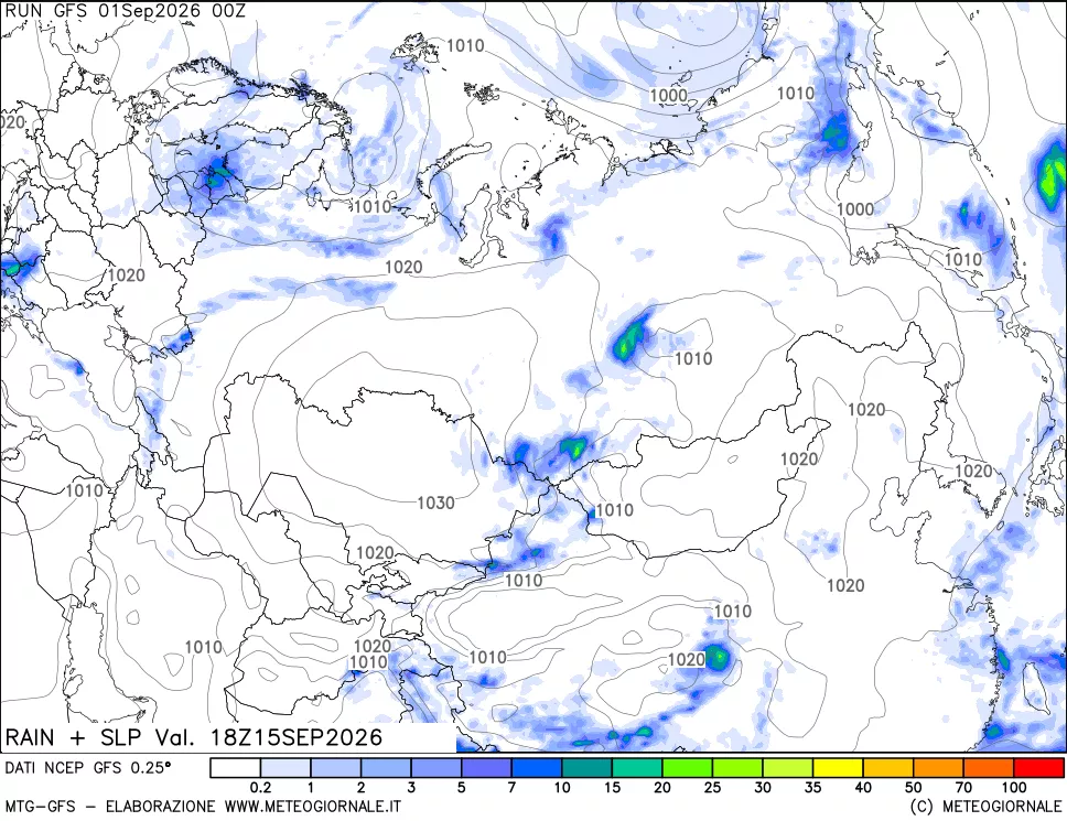 mappa Precipitazioni e pressione SLM