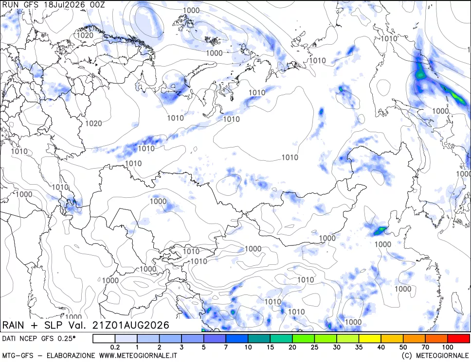 mappa Precipitazioni e pressione SLM