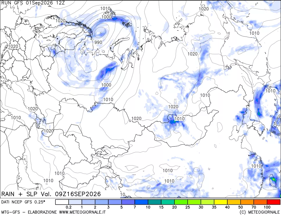 mappa Precipitazioni e pressione SLM