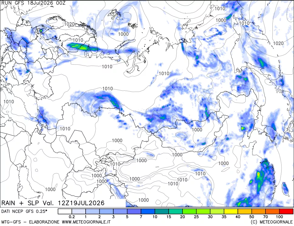 mappa Precipitazioni e pressione SLM