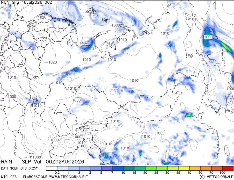 mappa Precipitazioni e pressione SLM