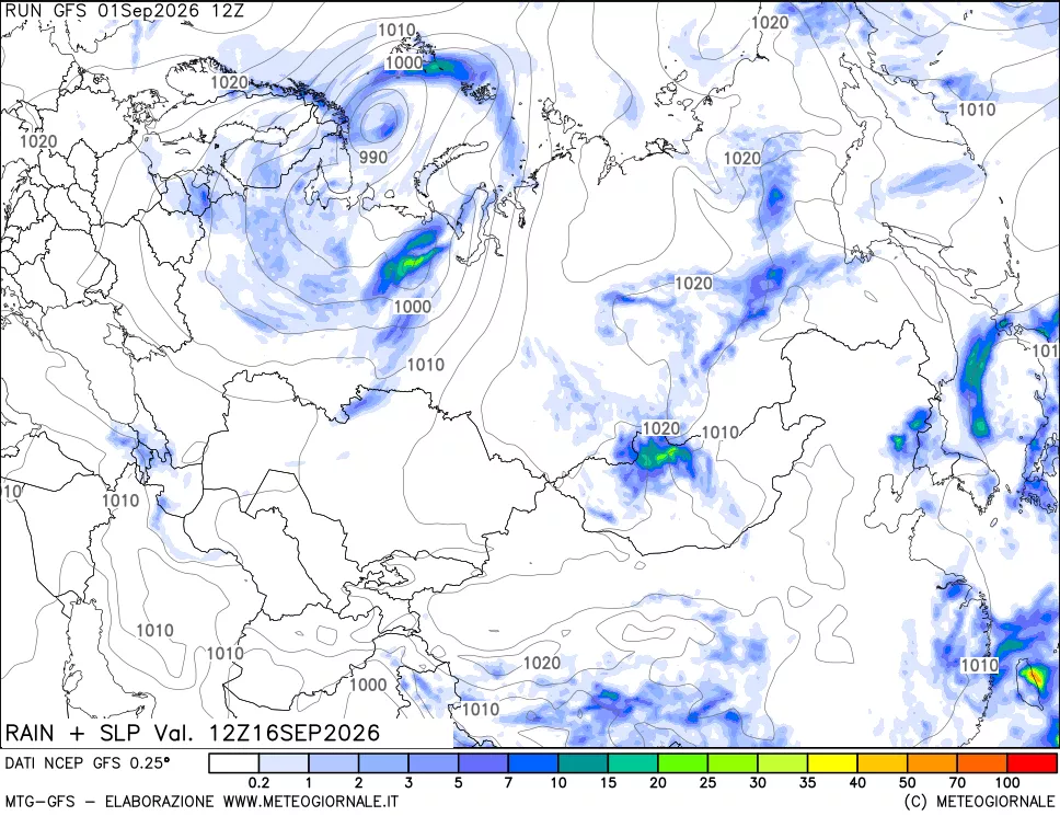mappa Precipitazioni e pressione SLM