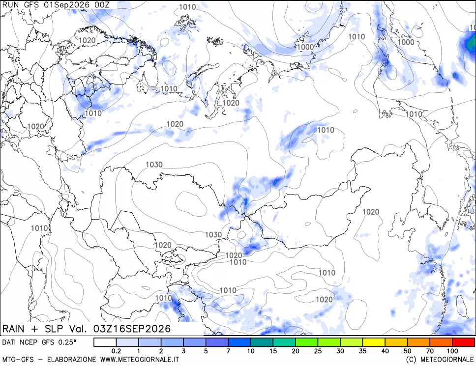 mappa Precipitazioni e pressione SLM