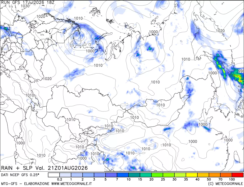 mappa Precipitazioni e pressione SLM