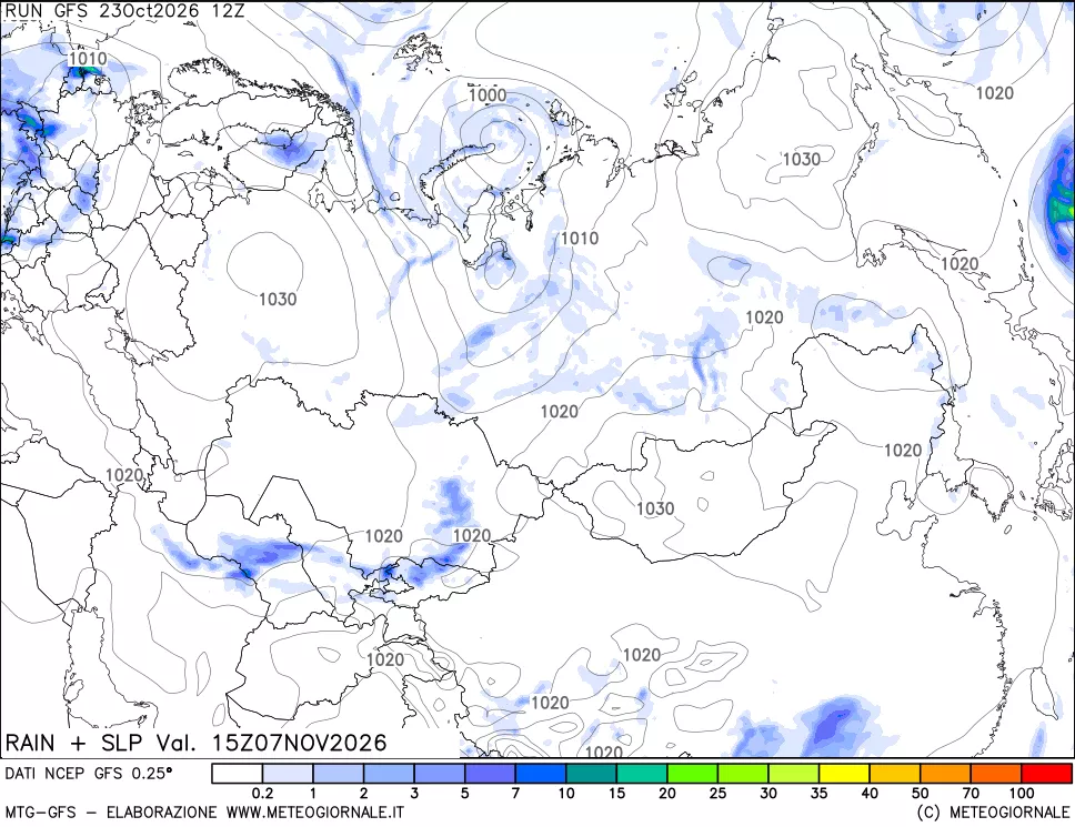 mappa Precipitazioni e pressione SLM