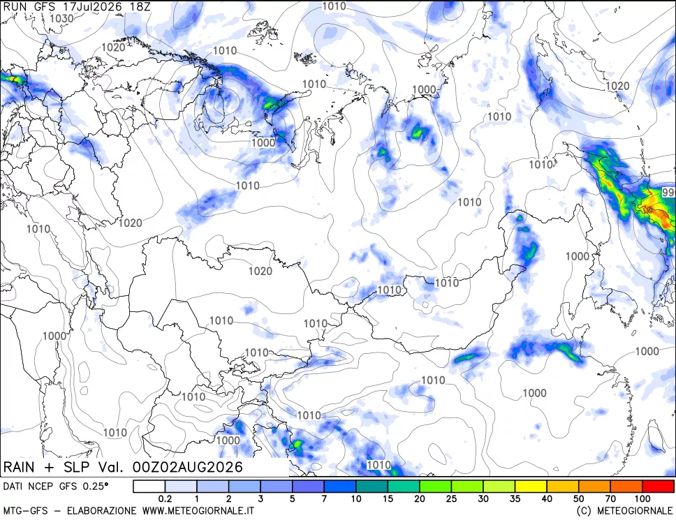 mappa Precipitazioni e pressione SLM