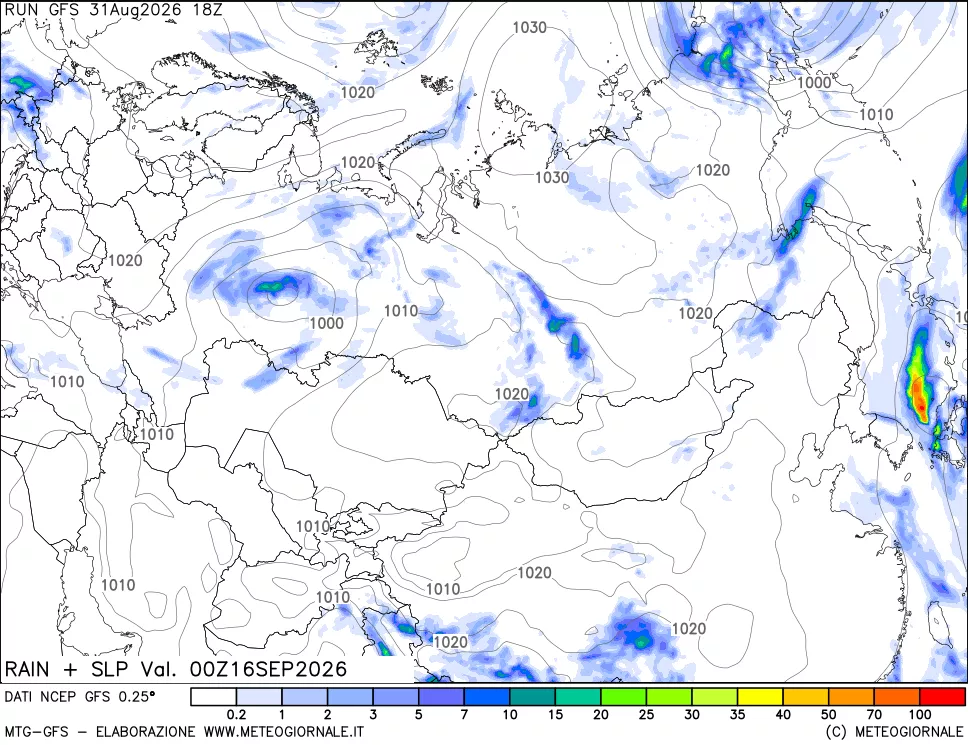 mappa Precipitazioni e pressione SLM