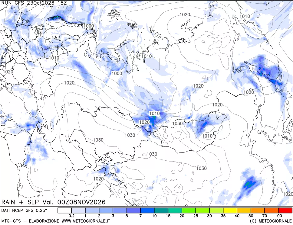 mappa Precipitazioni e pressione SLM