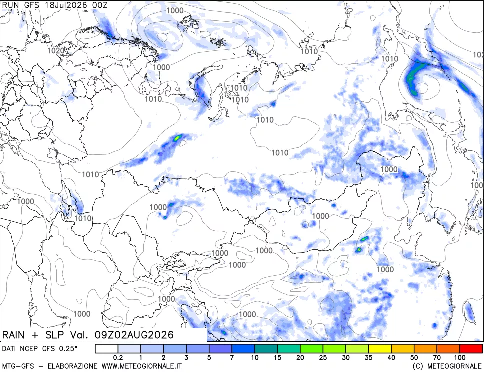 mappa Precipitazioni e pressione SLM