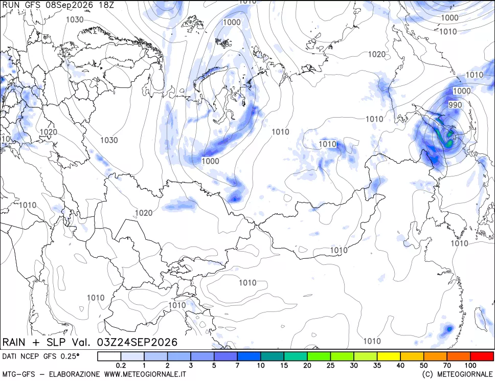 mappa Precipitazioni e pressione SLM