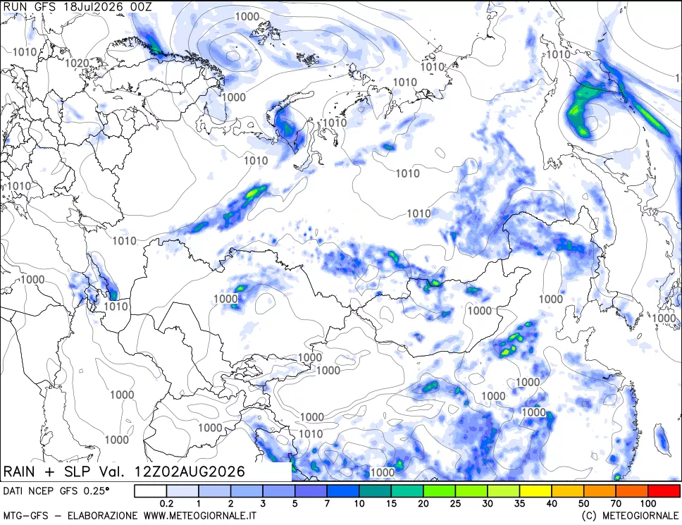 mappa Precipitazioni e pressione SLM