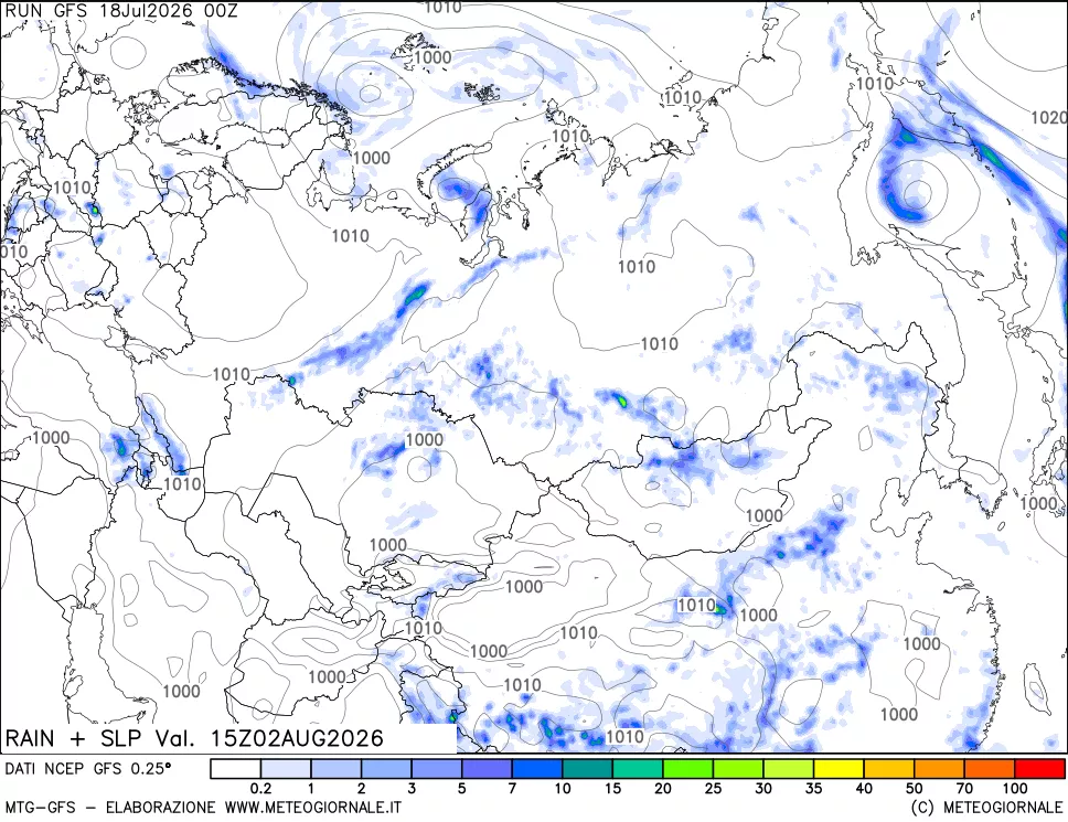 mappa Precipitazioni e pressione SLM