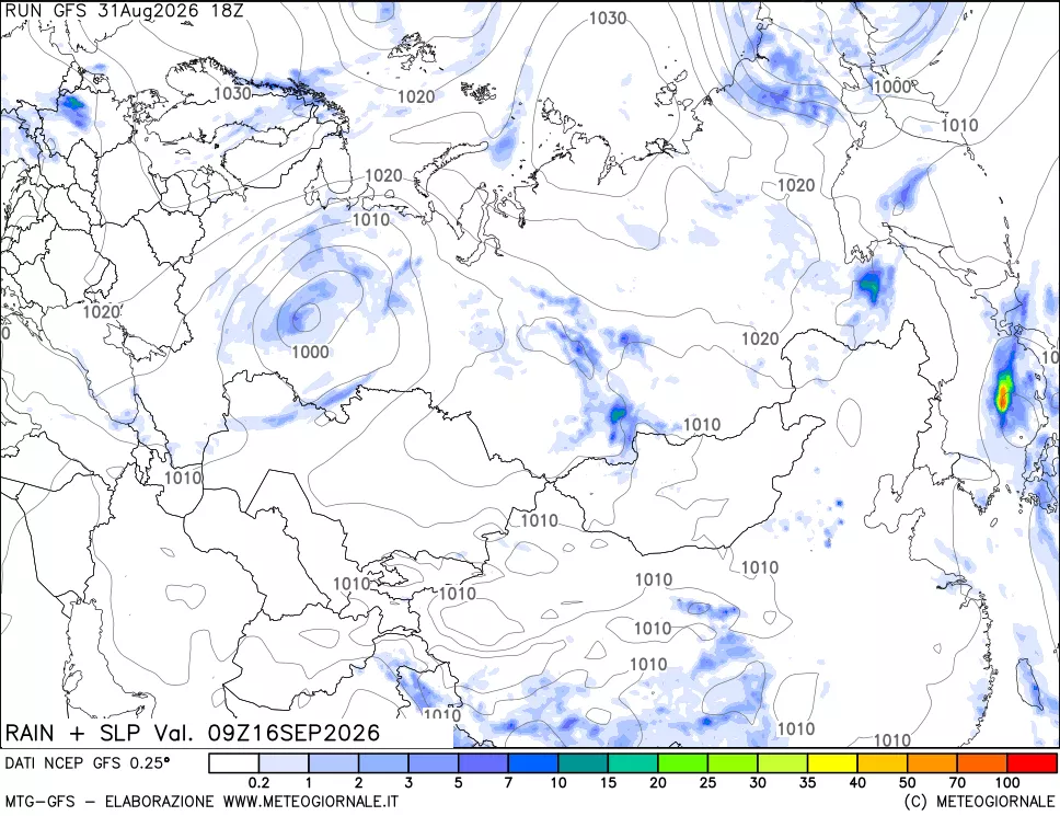 mappa Precipitazioni e pressione SLM