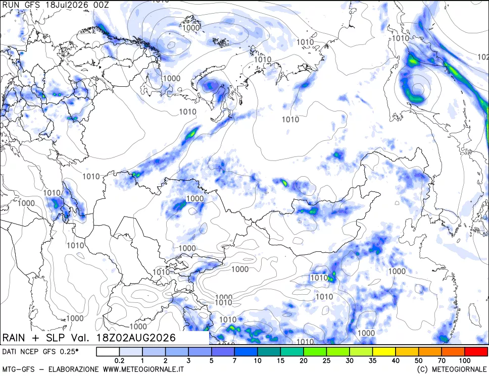 mappa Precipitazioni e pressione SLM