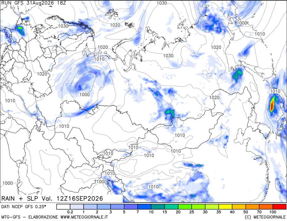mappa Precipitazioni e pressione SLM
