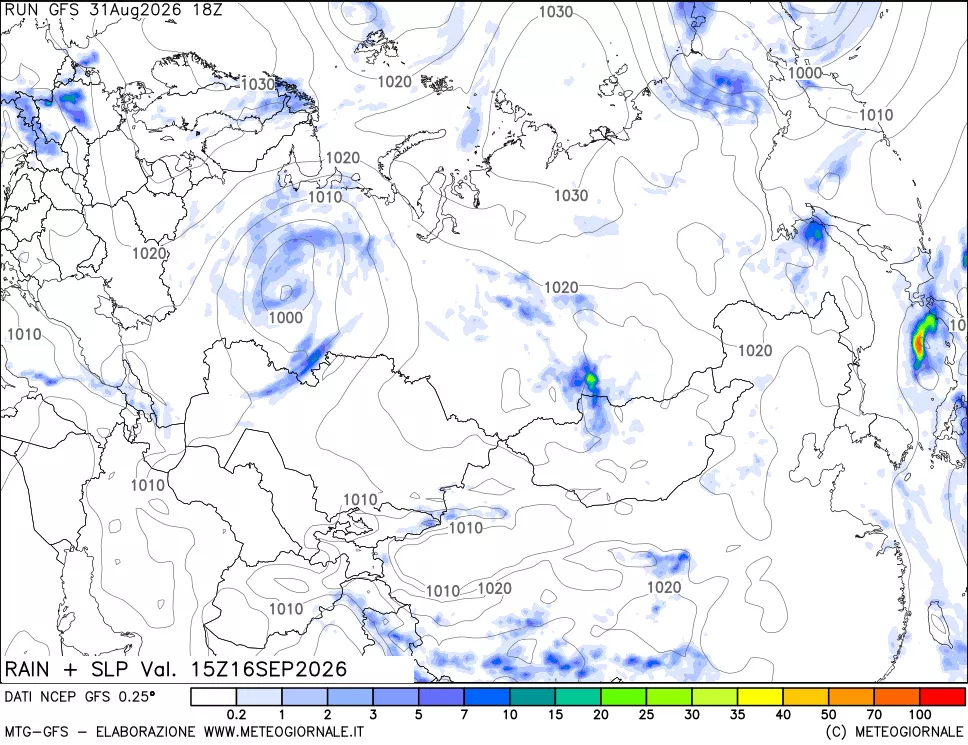 mappa Precipitazioni e pressione SLM