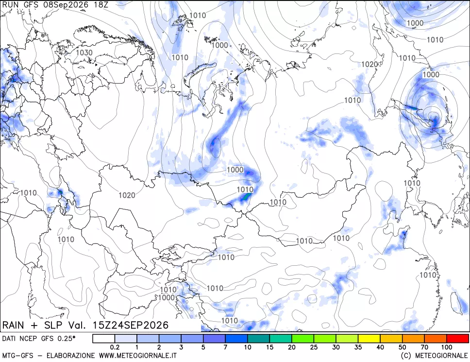 mappa Precipitazioni e pressione SLM