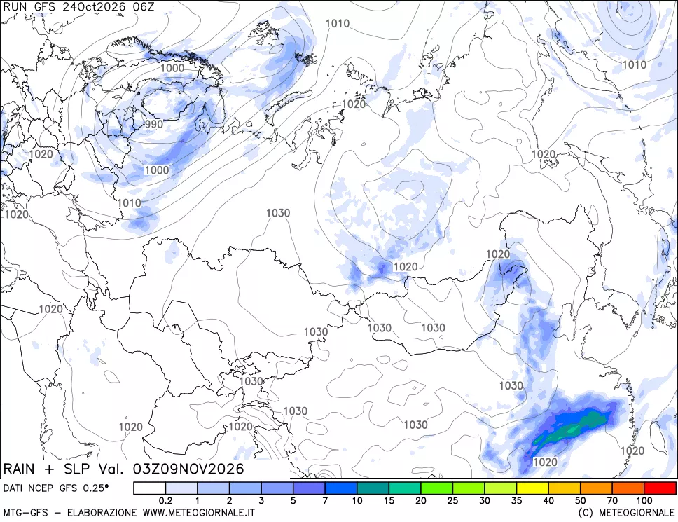 mappa Precipitazioni e pressione SLM