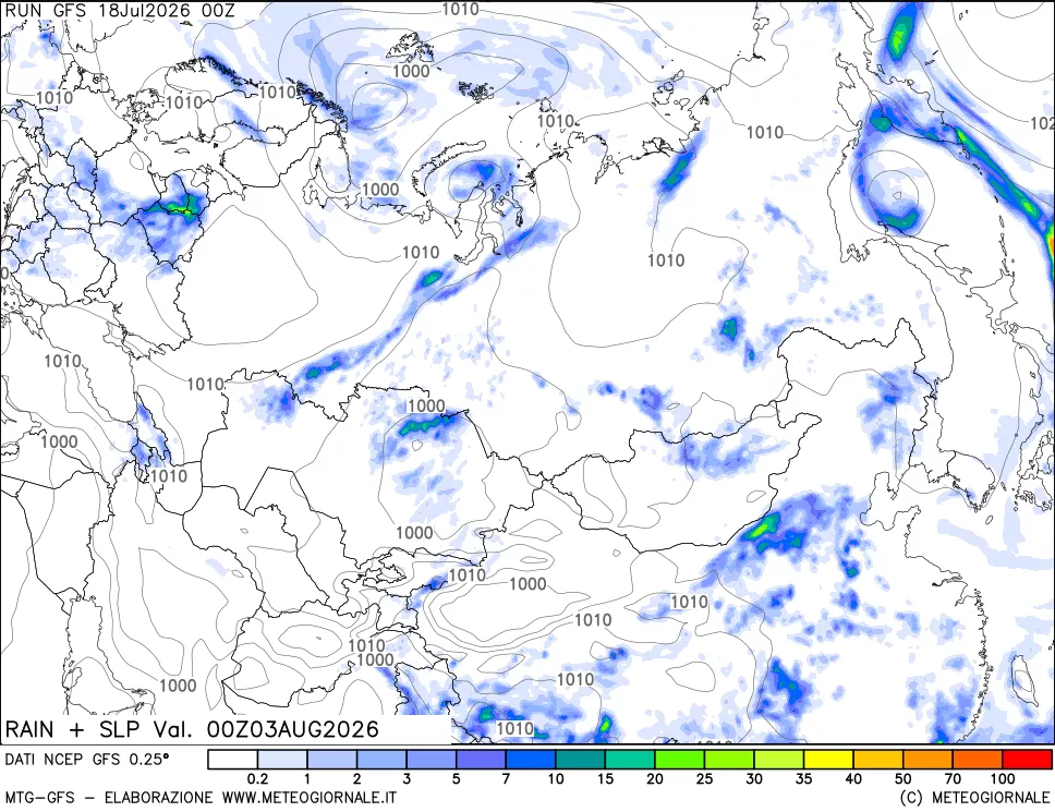 mappa Precipitazioni e pressione SLM