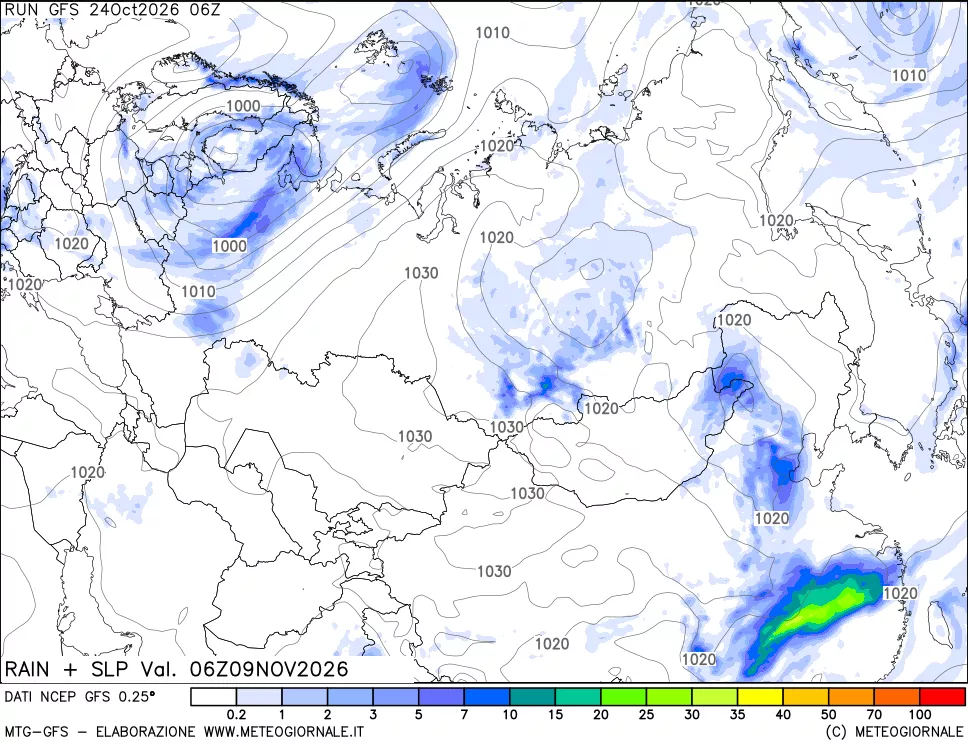 mappa Precipitazioni e pressione SLM