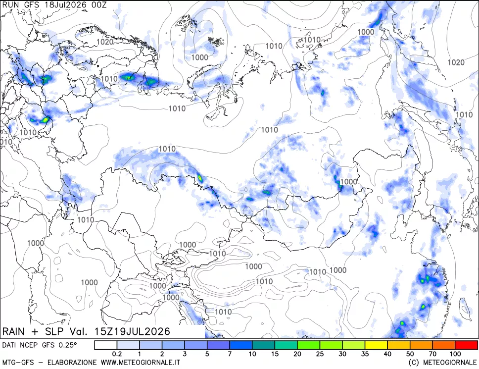 mappa Precipitazioni e pressione SLM