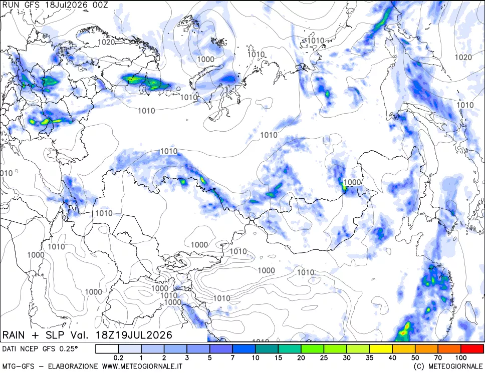 mappa Precipitazioni e pressione SLM