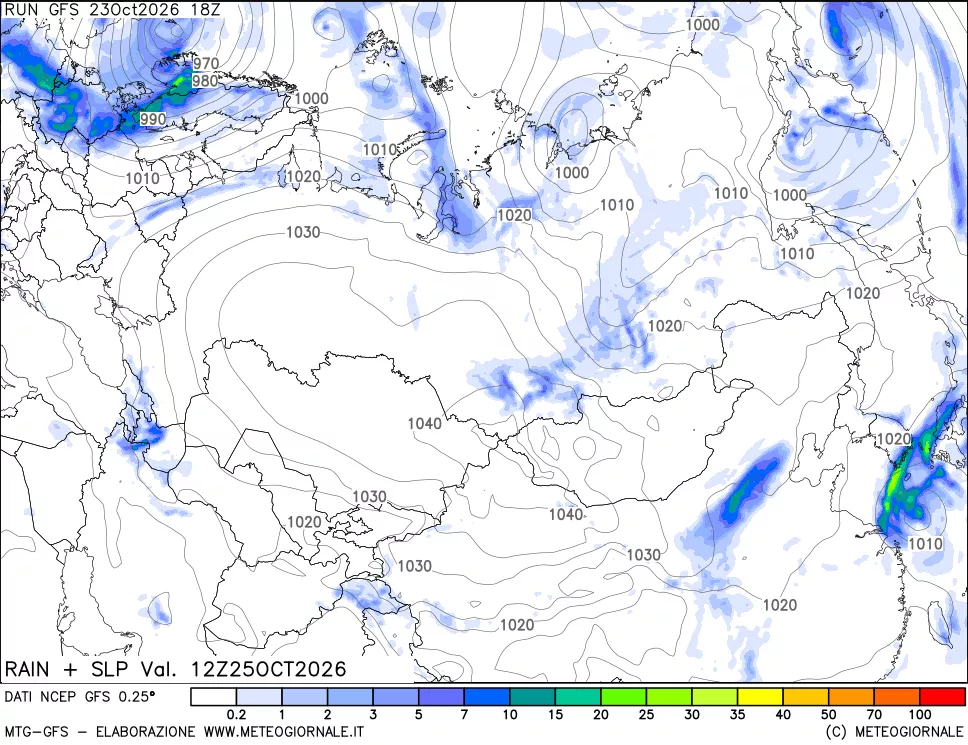 mappa Precipitazioni e pressione SLM