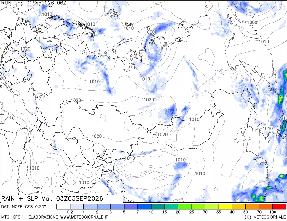mappa Precipitazioni e pressione SLM