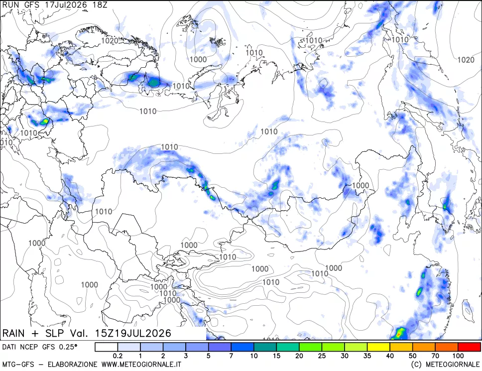 mappa Precipitazioni e pressione SLM