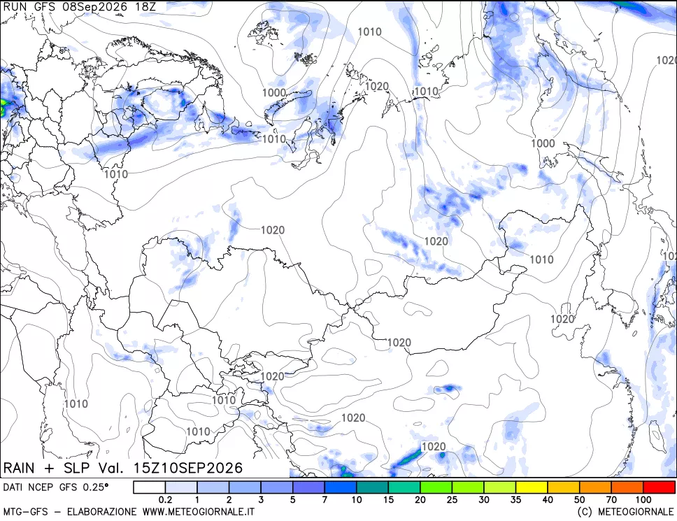 mappa Precipitazioni e pressione SLM