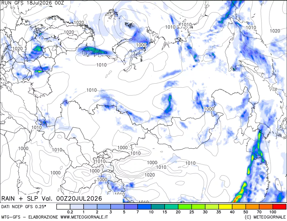 mappa Precipitazioni e pressione SLM