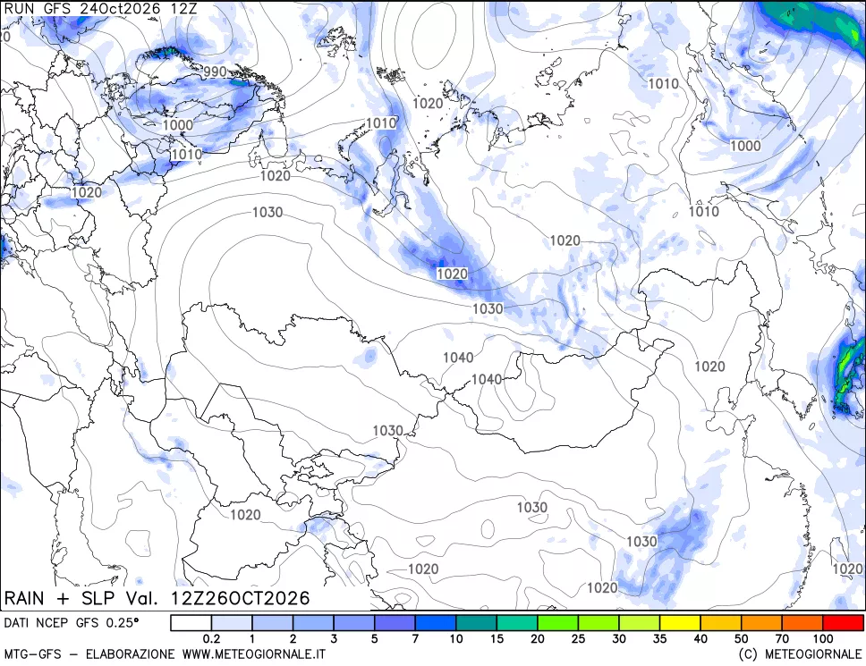 mappa Precipitazioni e pressione SLM