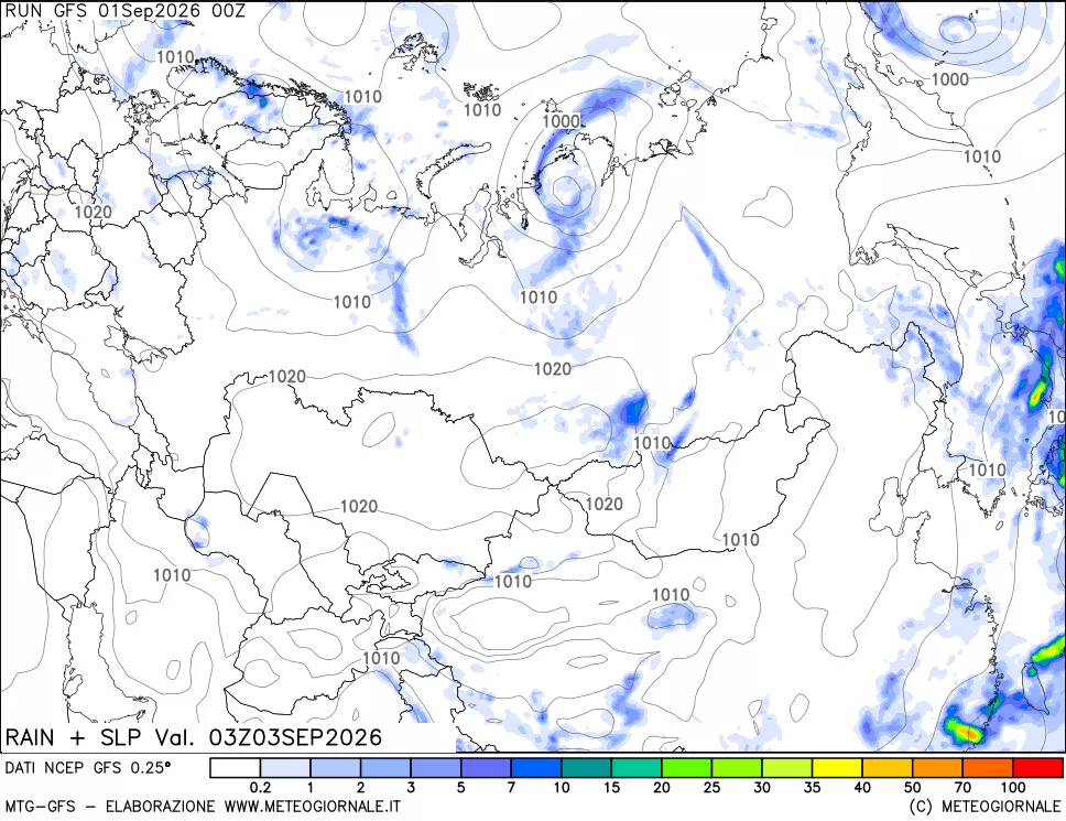 mappa Precipitazioni e pressione SLM