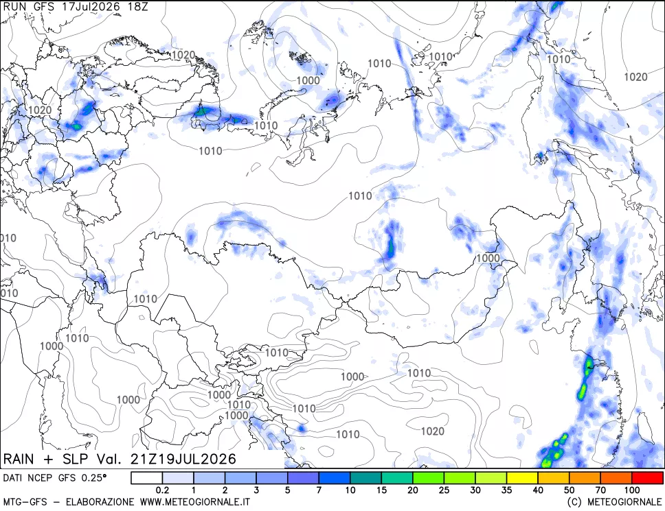 mappa Precipitazioni e pressione SLM