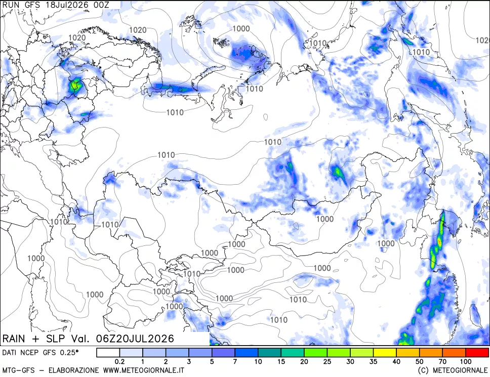 mappa Precipitazioni e pressione SLM
