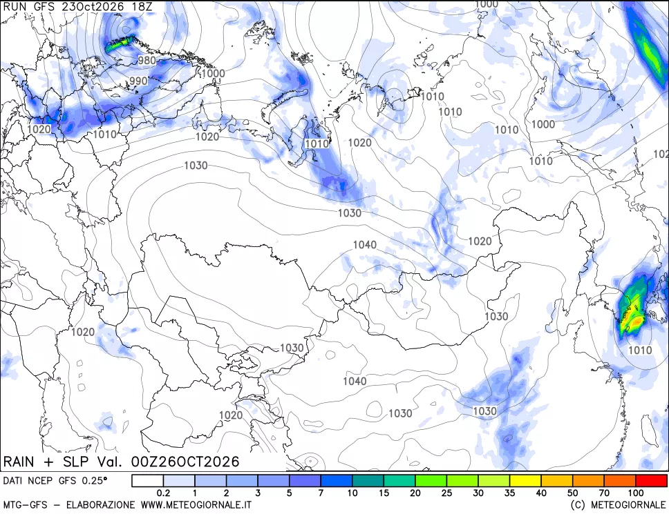 mappa Precipitazioni e pressione SLM