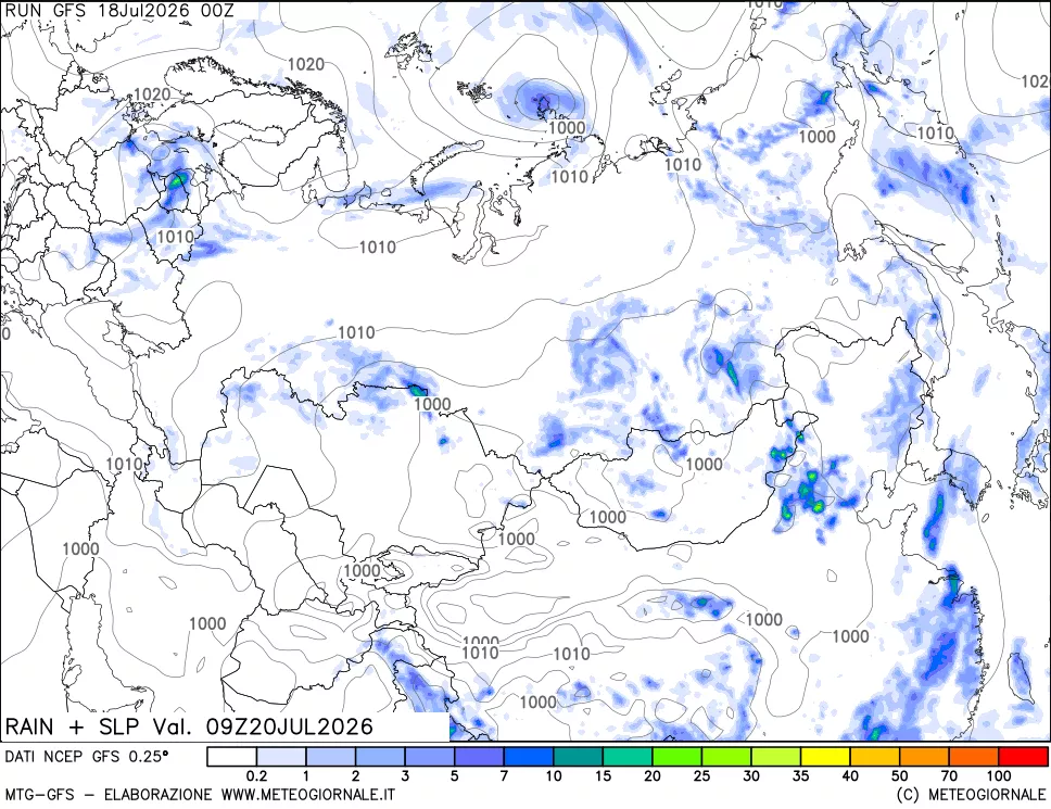 mappa Precipitazioni e pressione SLM