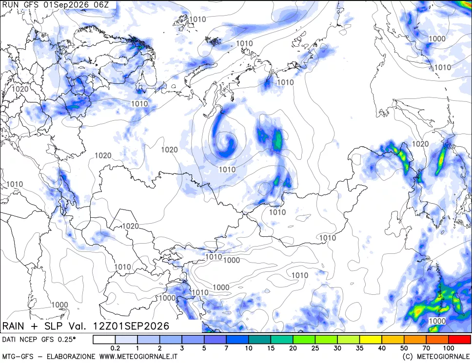 mappa Precipitazioni e pressione SLM