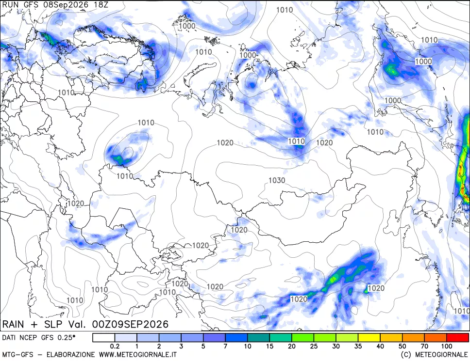 mappa Precipitazioni e pressione SLM