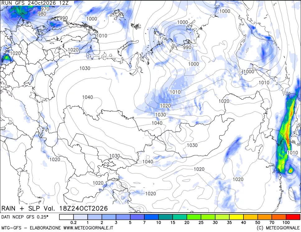 mappa Precipitazioni e pressione SLM