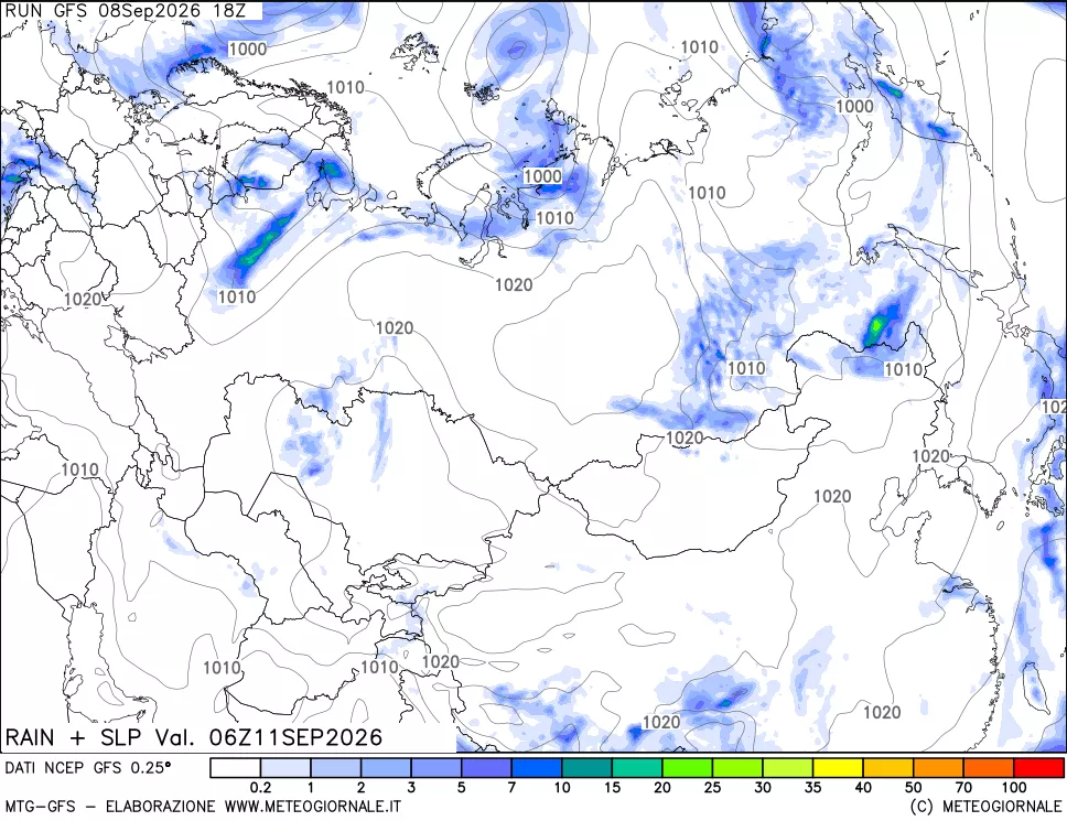 mappa Precipitazioni e pressione SLM