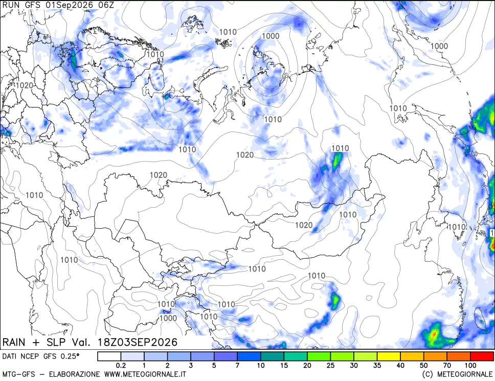 mappa Precipitazioni e pressione SLM